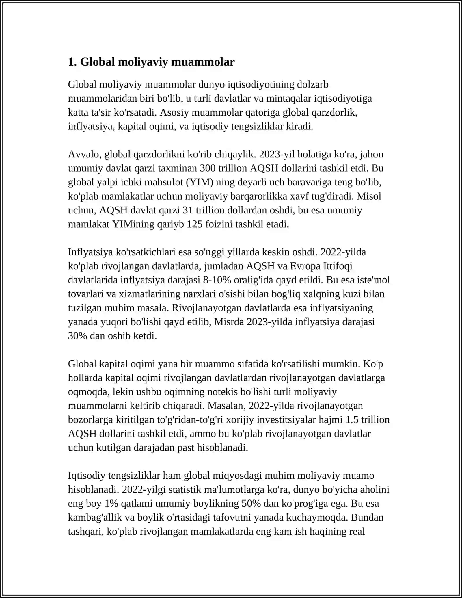 GLOBAL MUAMMOLARNING MEZONLARI VA DARAJALARI 3