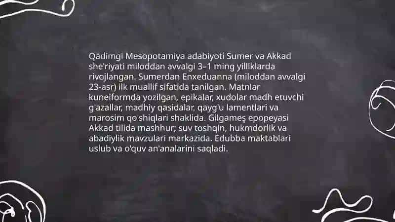 Qadimgi Mesopotamiya adabiyoti: Sumer va Akkad she'riyati 3