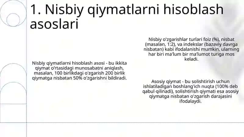 Nisbiy Qiymatlar Asoslari va Hisoblash Usullari 3
