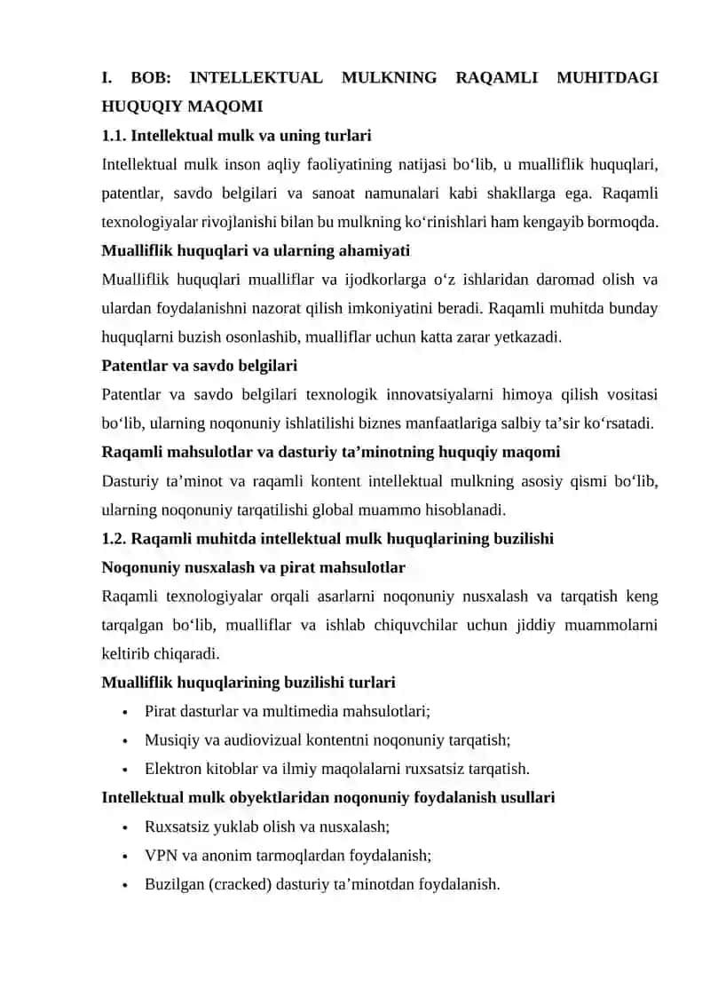 Raqamli muhitda intellektual mulkdan noqonuniy foydalanish uchun javobgarlik 3
