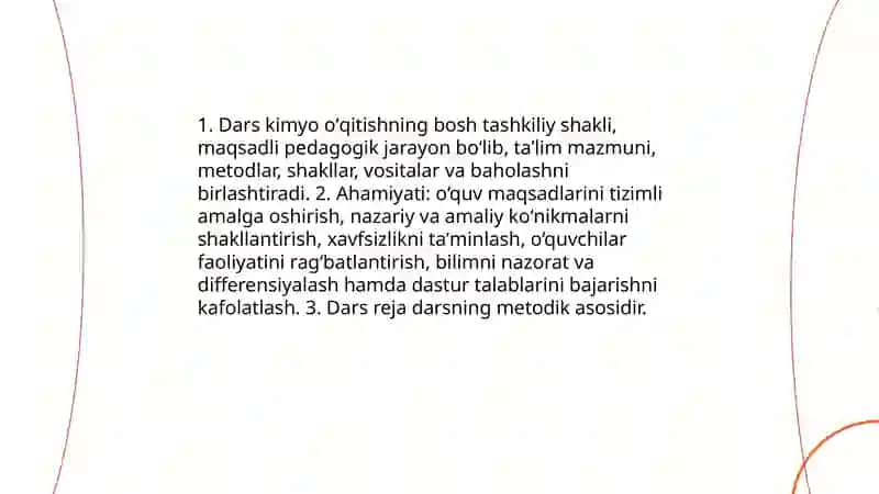 Kimyo Darsi Oʻqitishning Bosh Tashkiliy Shakli 3