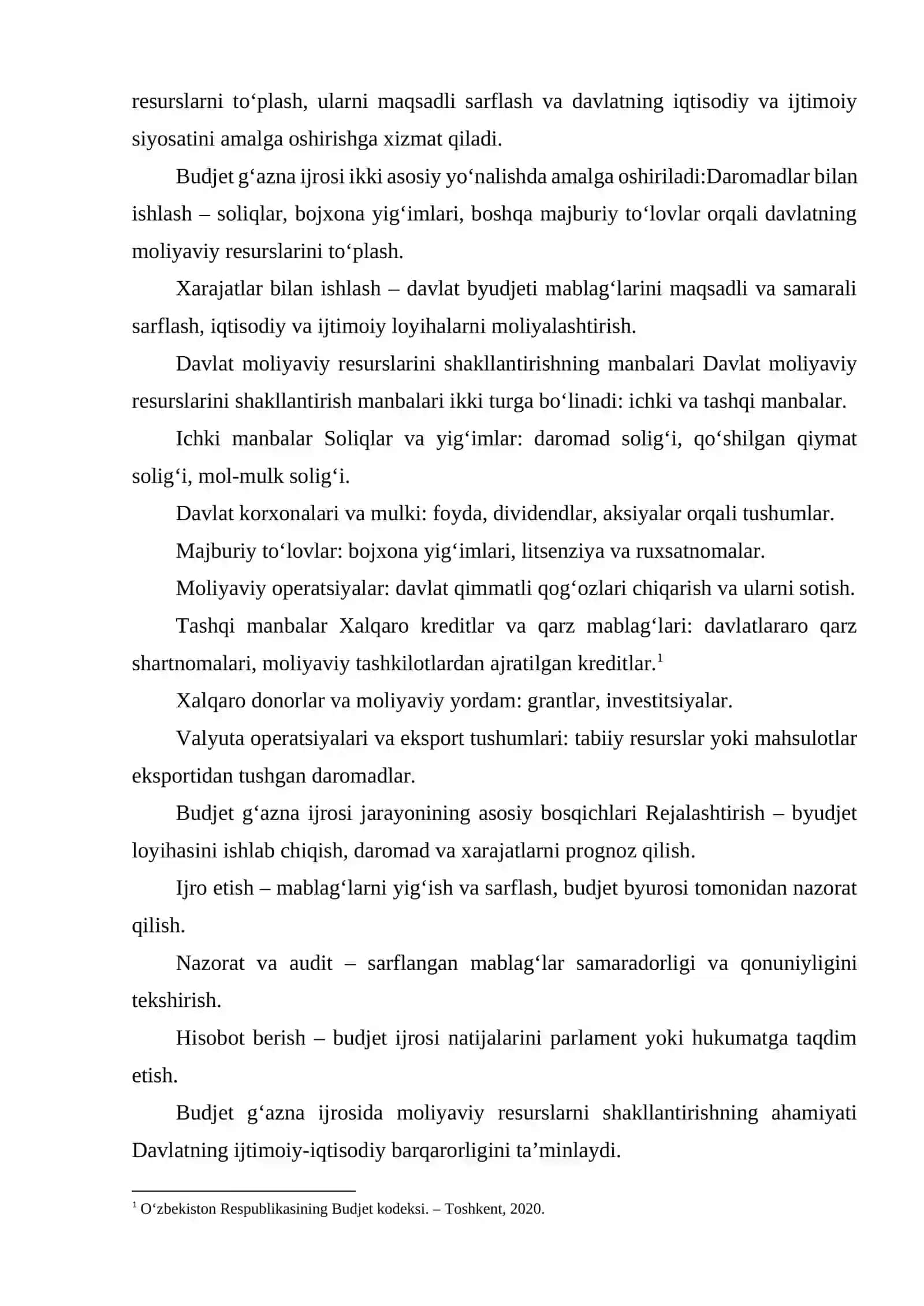 BUDJET GʻAZNA IJROSI SHAROITIDA DAVLAT MOLIYAVIY RESURSLARINI SHAKLLANTIRISH 3
