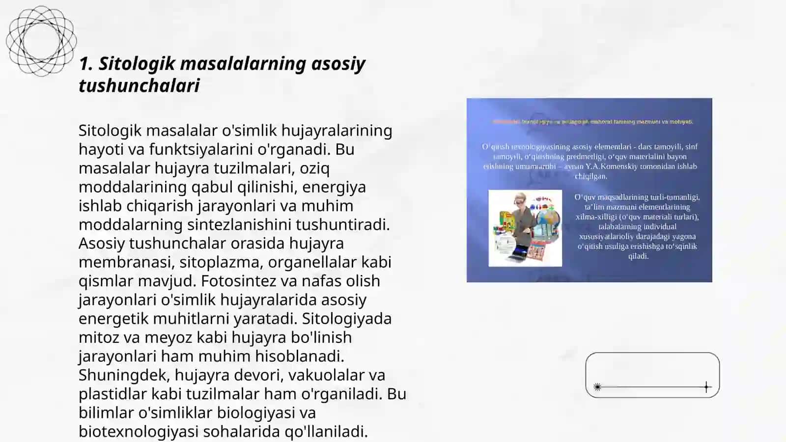 Sitologik yo'nalishdagi masalalarning mohiyati 3