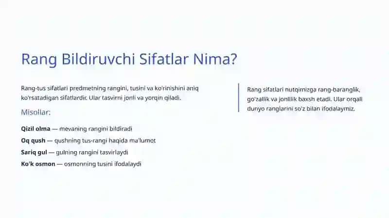 Rang Bildiruvchi Sifatlar 3