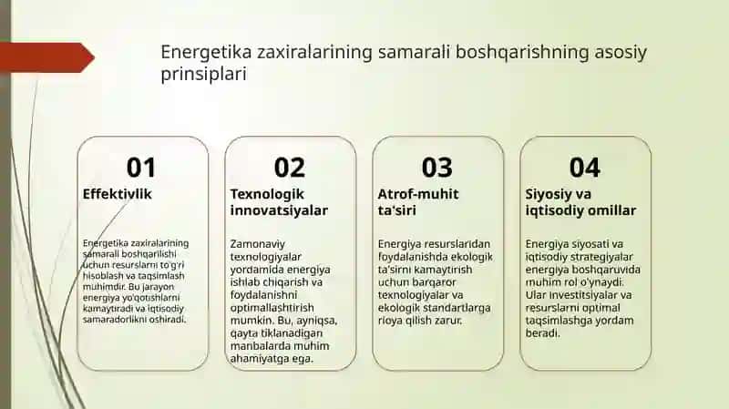 Energetika zaxiralaridan foydalanish jarayonlar 3