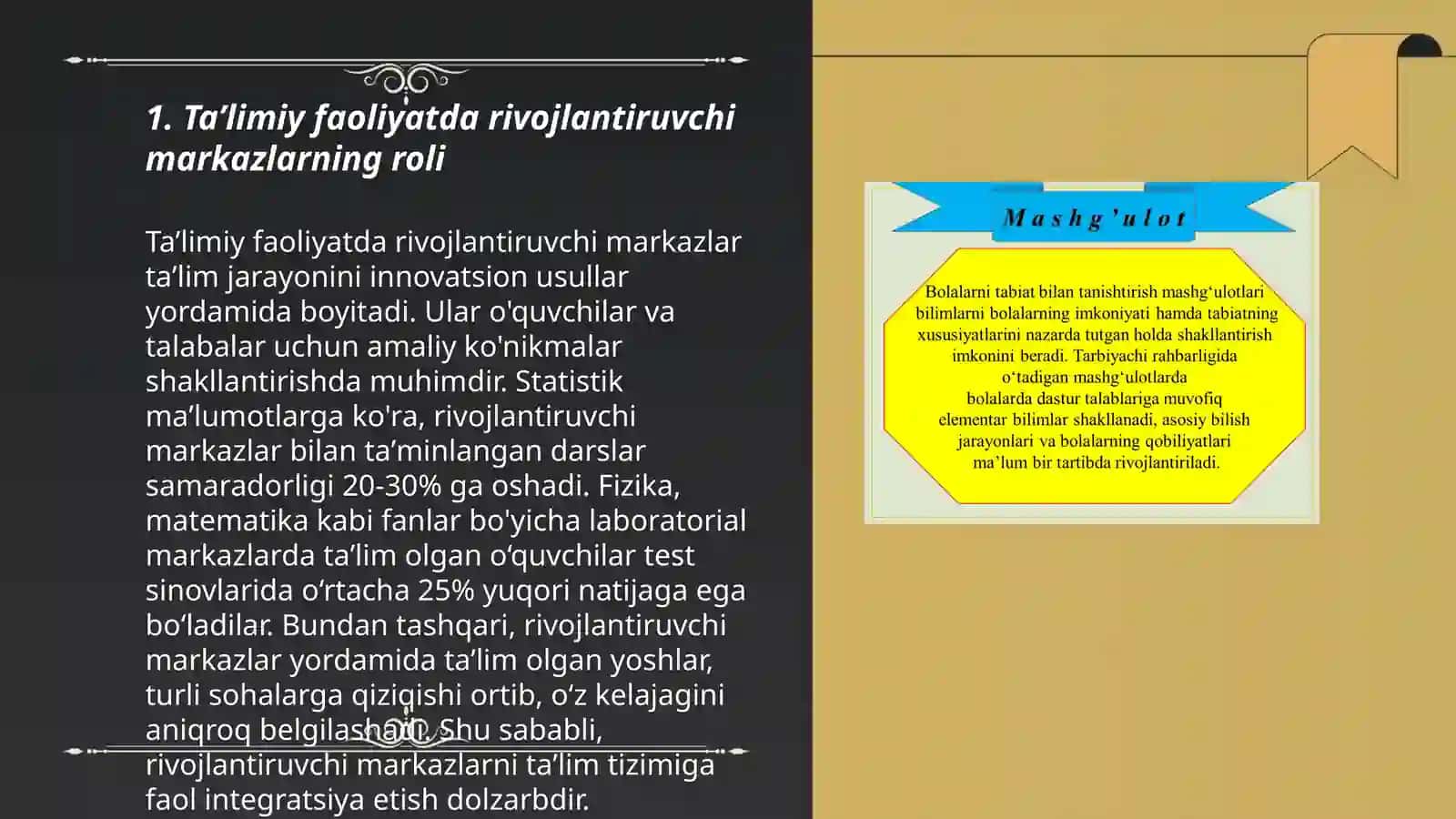 Rivojlantiruvchi markazlarda taʼlimiy faoliyat va ularga qoʻyiladigan talablar 3