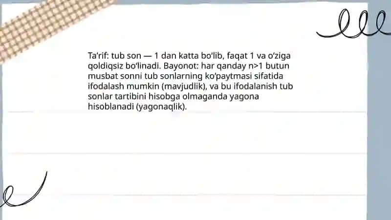 Arifmetikaning asosiy teoremasi 3
