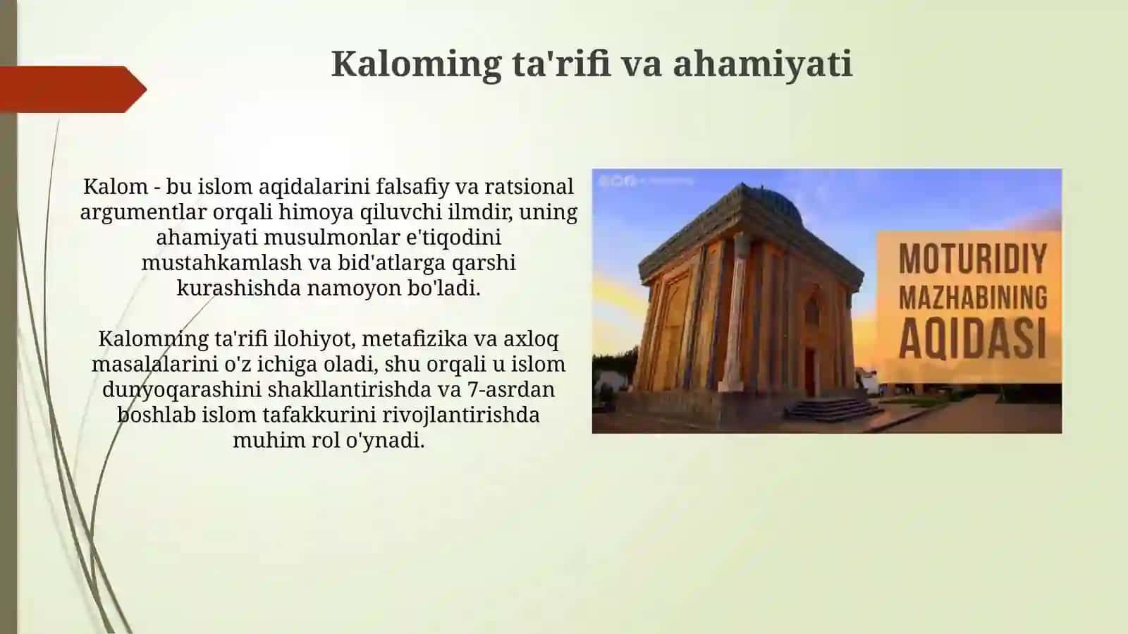 Mutakallim kallom falsafasi Ashariya va Motrudiya 3