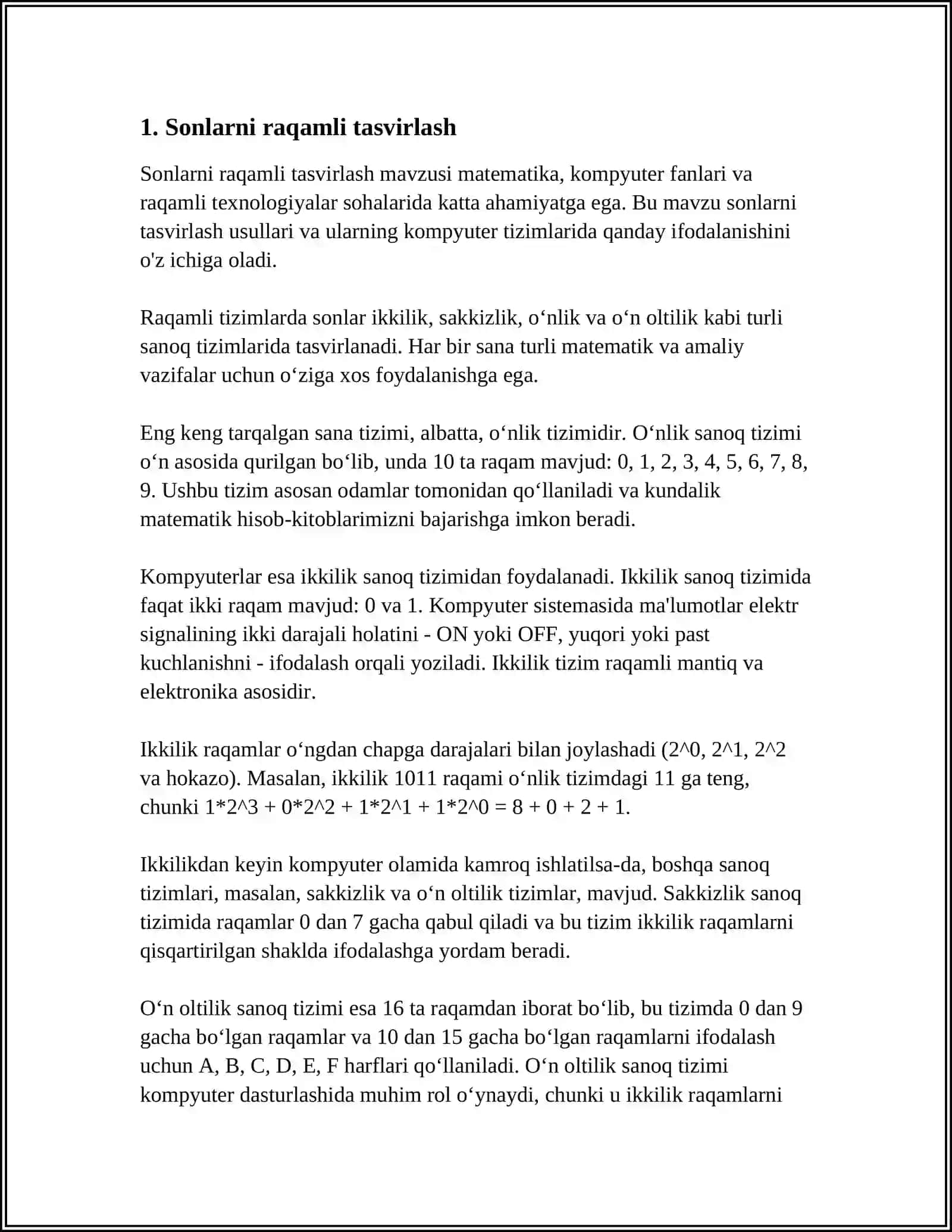 KOMPYUTERDA SONLARNI TASVIRLASH VA QAYTA ISHLASH 3