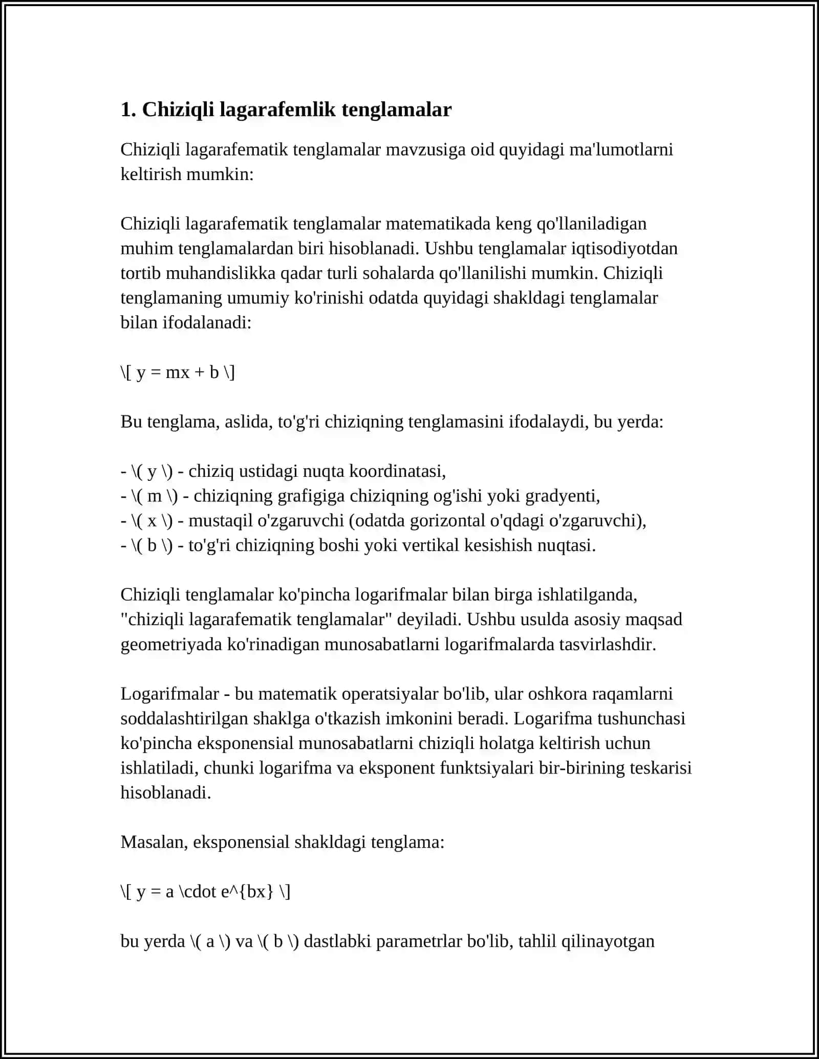 CHIZIQLI LAGARAFEMATIK TENGLAMALAR 3