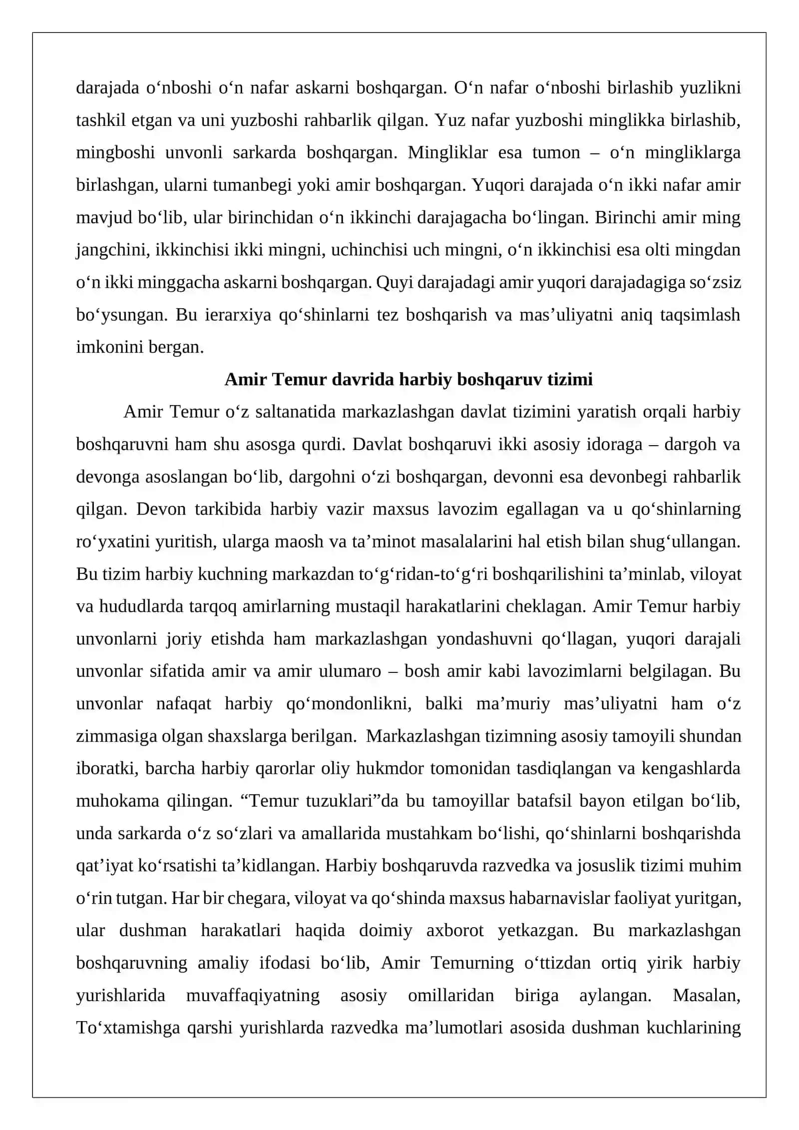 Amir Temur davrida harbiy unvonlar 3