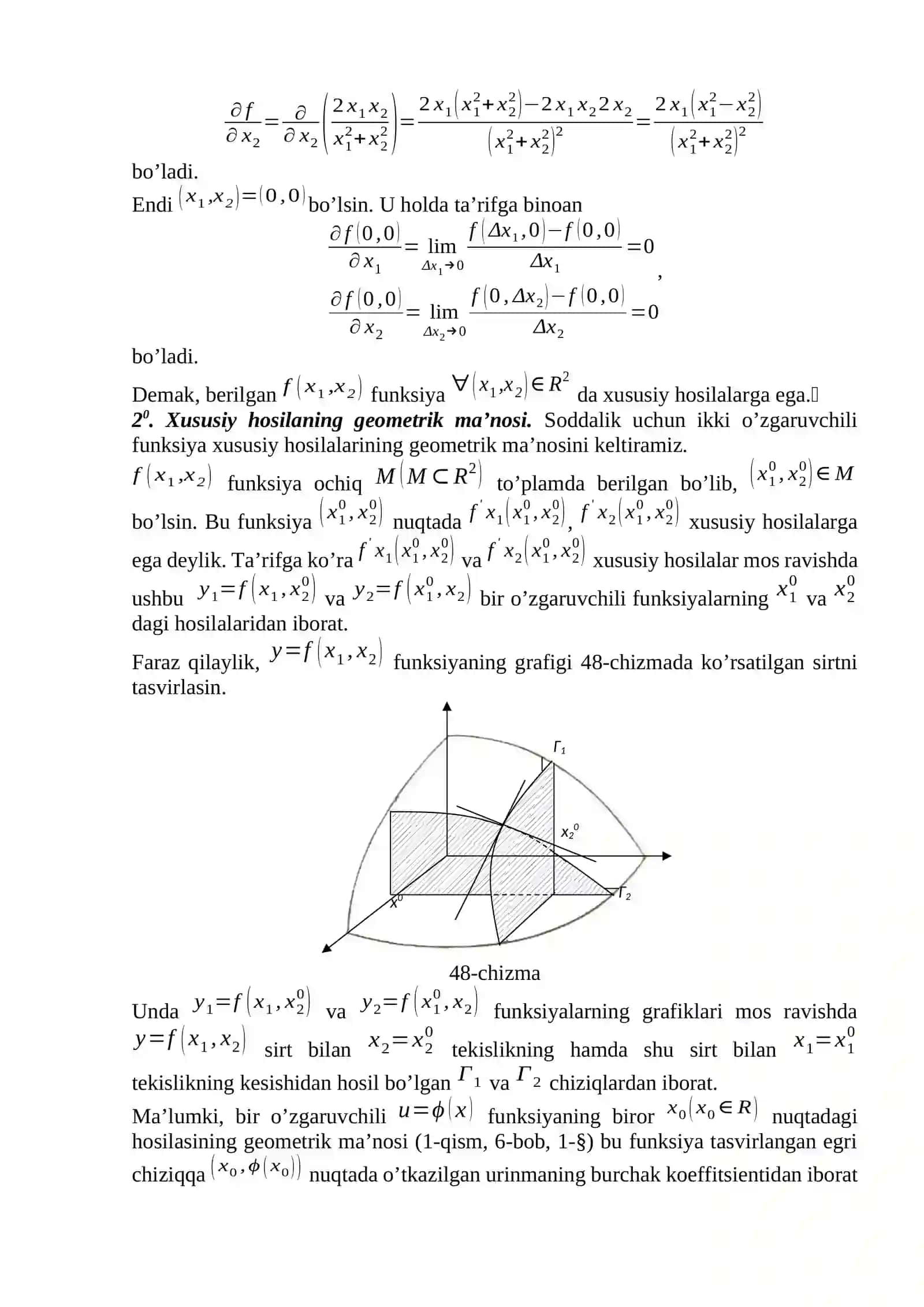 Ushbu bobda biz ko’p o’zgaruvchili funksiyalar differensial hisobi bilan shug’ullanamiz 3