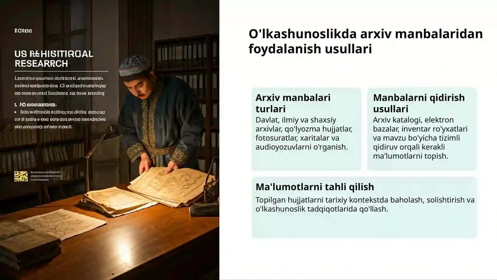 Arxiv va yozma manbalar: o`lkasshunoslik asosi 3