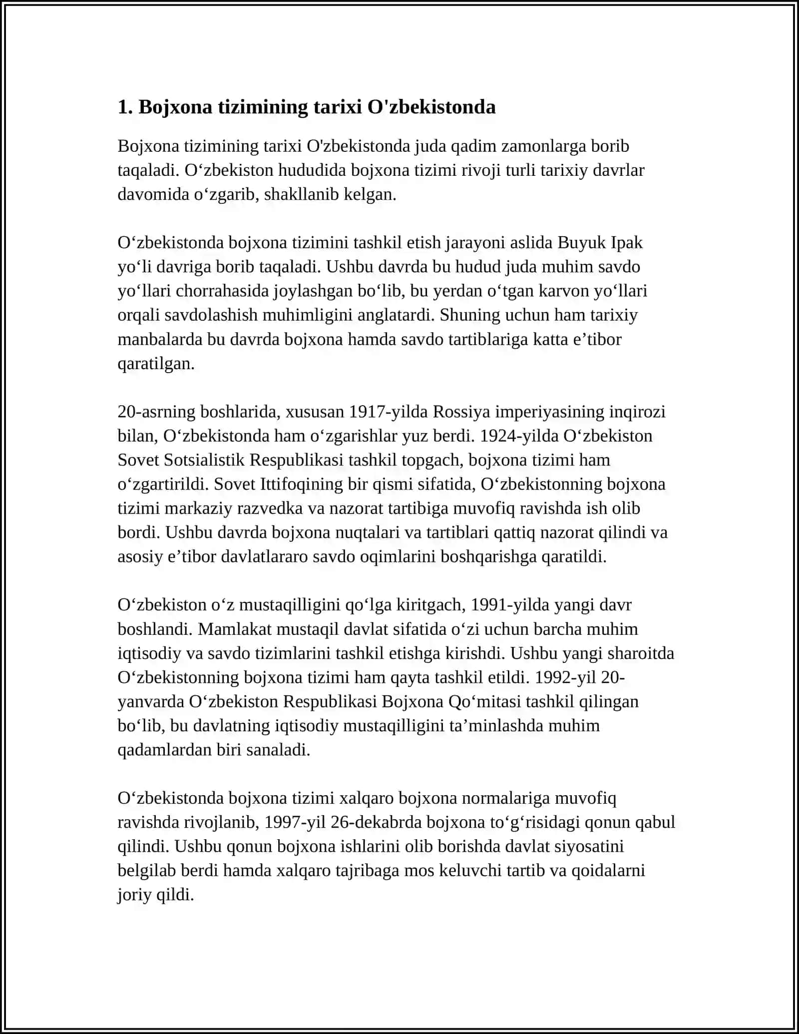 BOJXONA ISHINING VUJUDGA KELISH TARIXI VA HOZIRGI HOLATI 3