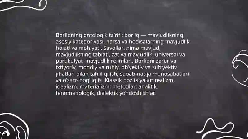 Borliqning ontologik ta'rifi 3