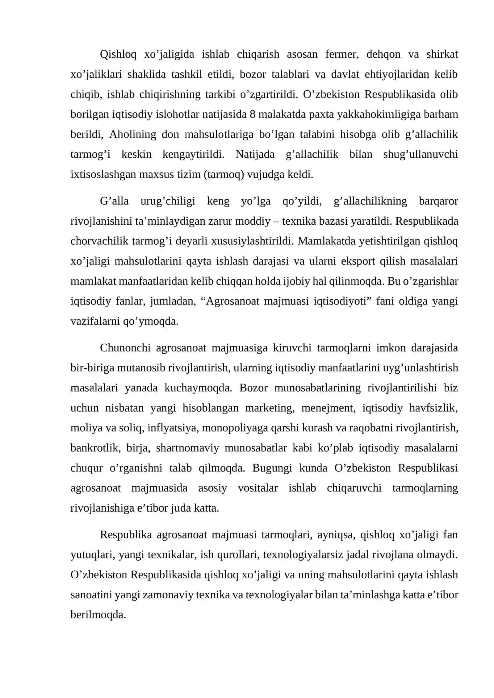 Agrosanoat majmuasida ishlab chiqarish va mahsulot tannarxi 3