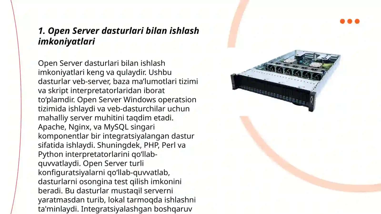 Open Server dasturlari bilan ishlash imkoniyatlari 3