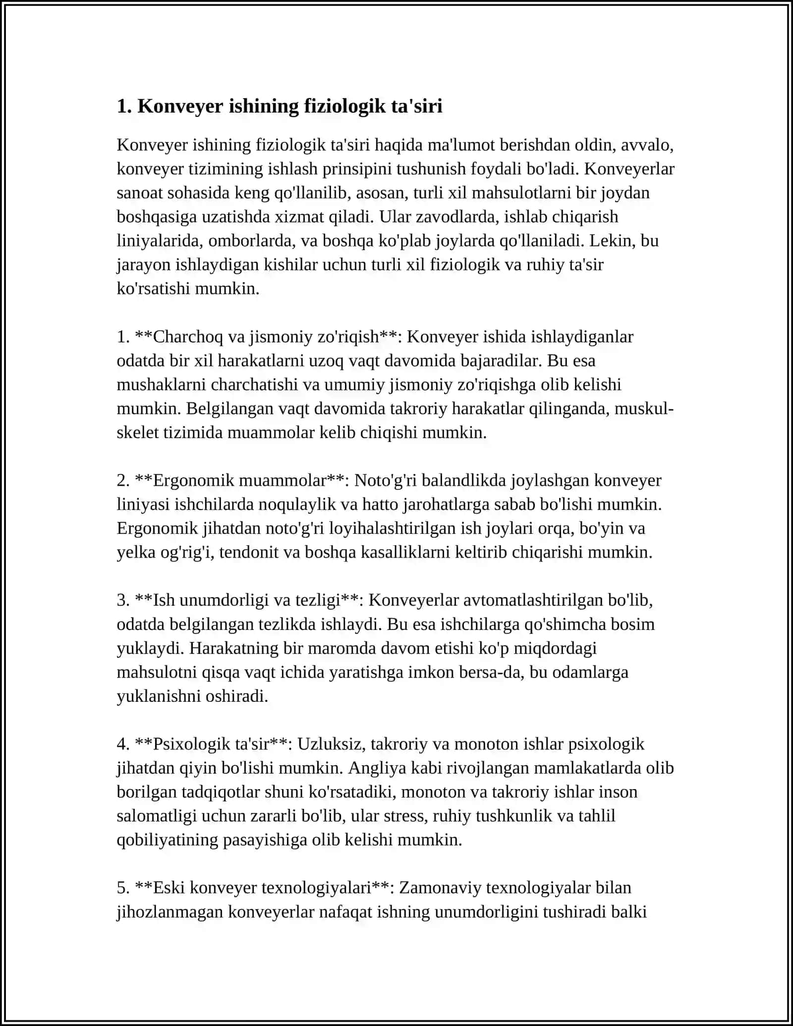 KONVEYERDA ISH BAJARILGANDA VA MASOFADAN BOSHQARUVDA FIZIOLOGIK VA GIGIYENIK XUSUSIYATLAR 3
