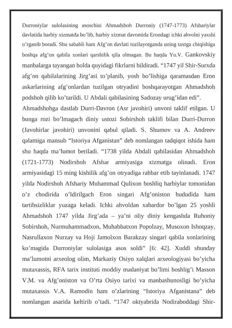 AFG'ONISTONDA AHMADSHOHNING ICHKI VA TASHQI SIYOSATI (1747-1773) 3