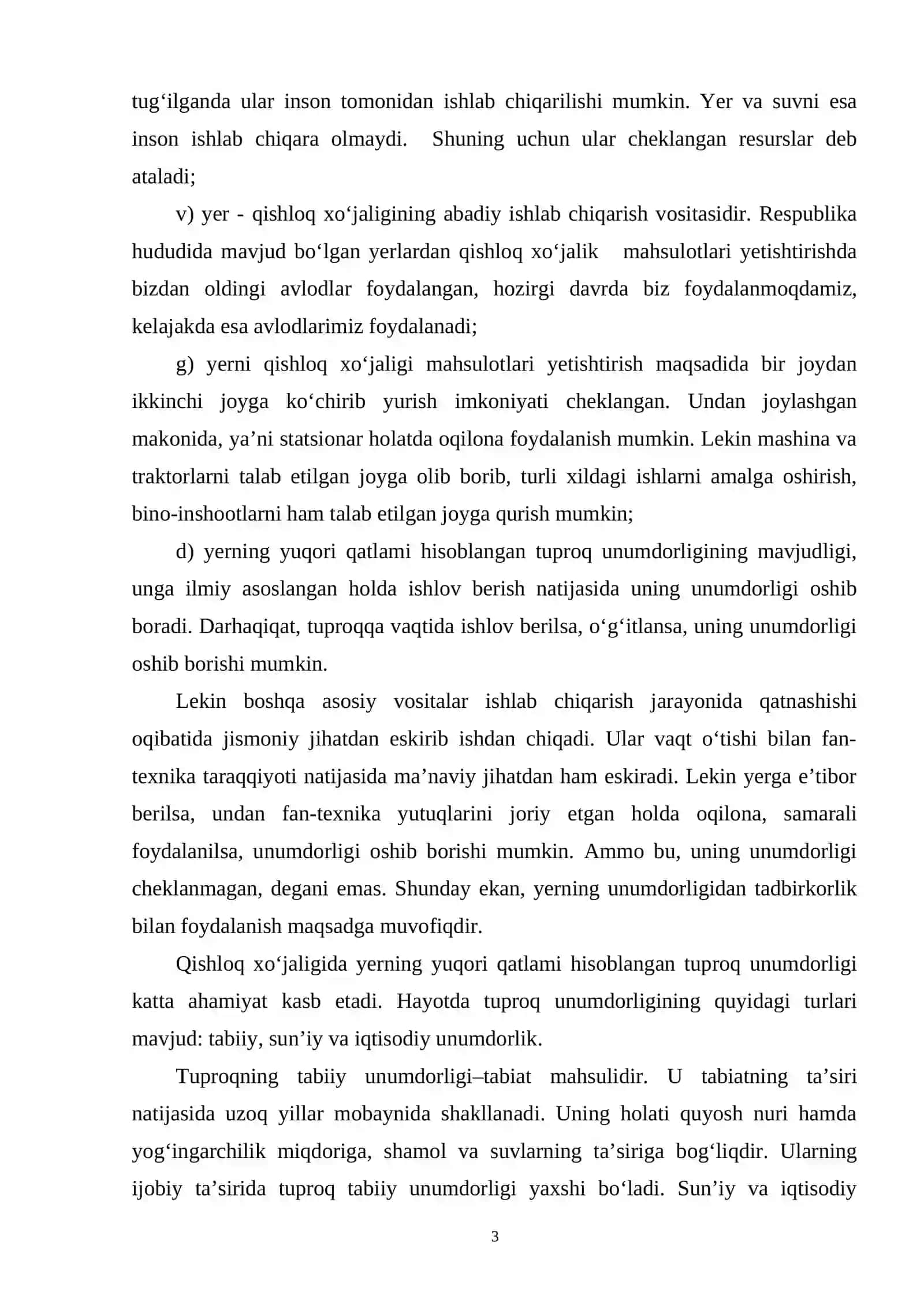 QISHLOQ XO‘JALIGIDA YER-SUV RESURSLARI VA ULARDAN FOYDALANISH SAMARADORLIGI 3