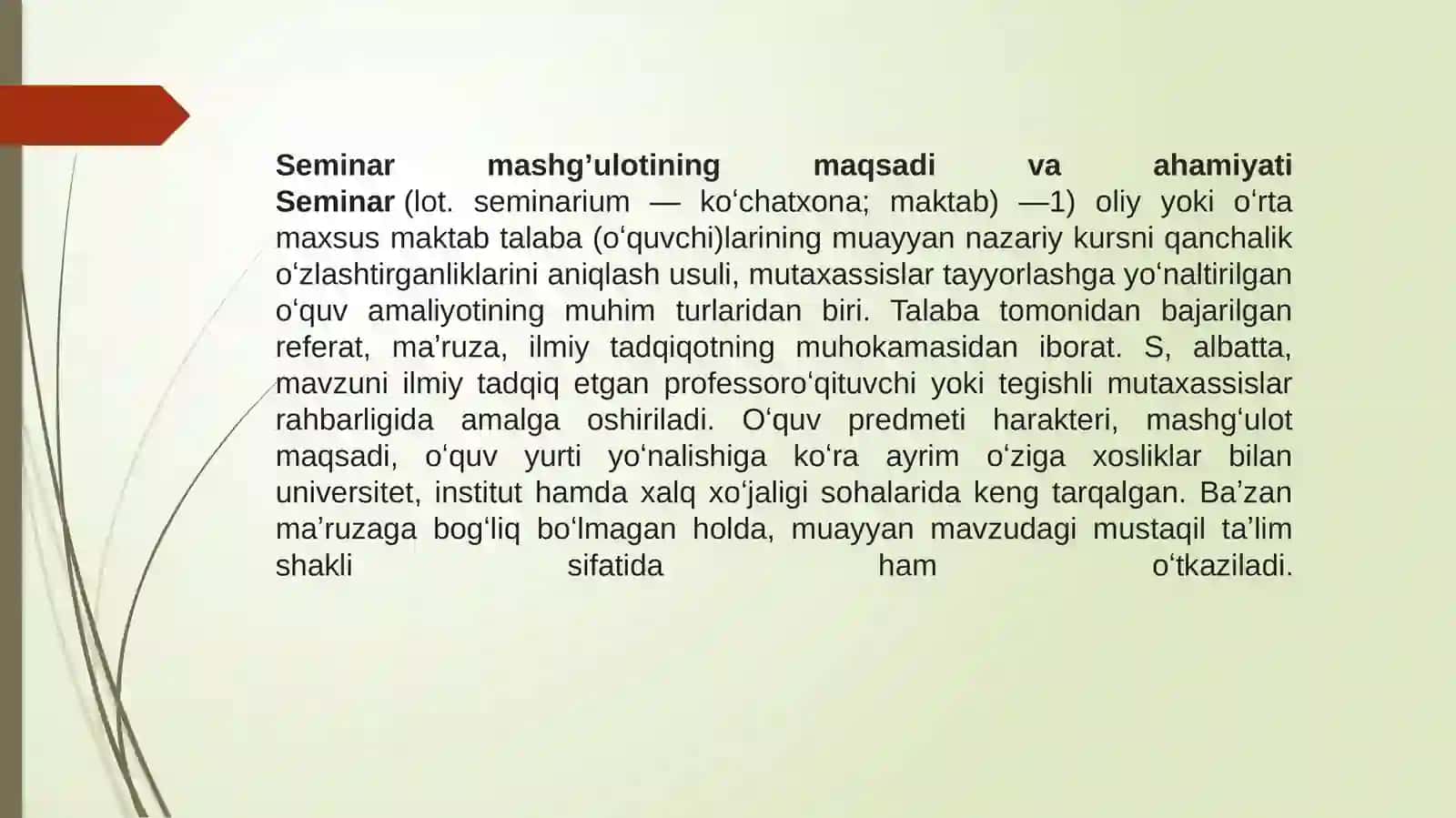 Seminar mashg’ulotlariga tayyorgarlik ko’rish 3