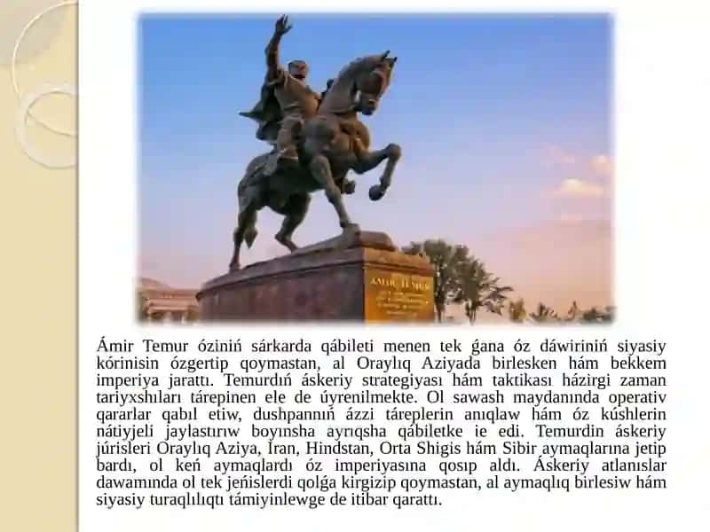 Ámir Temur - mámleketlik gayratker hámsárkarda 3