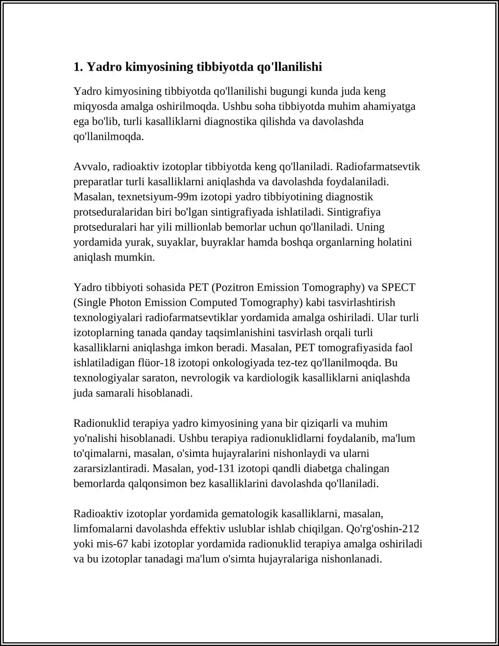 YADRO KIMYOSINING TIBBIYOTDAGI O'RNI 3