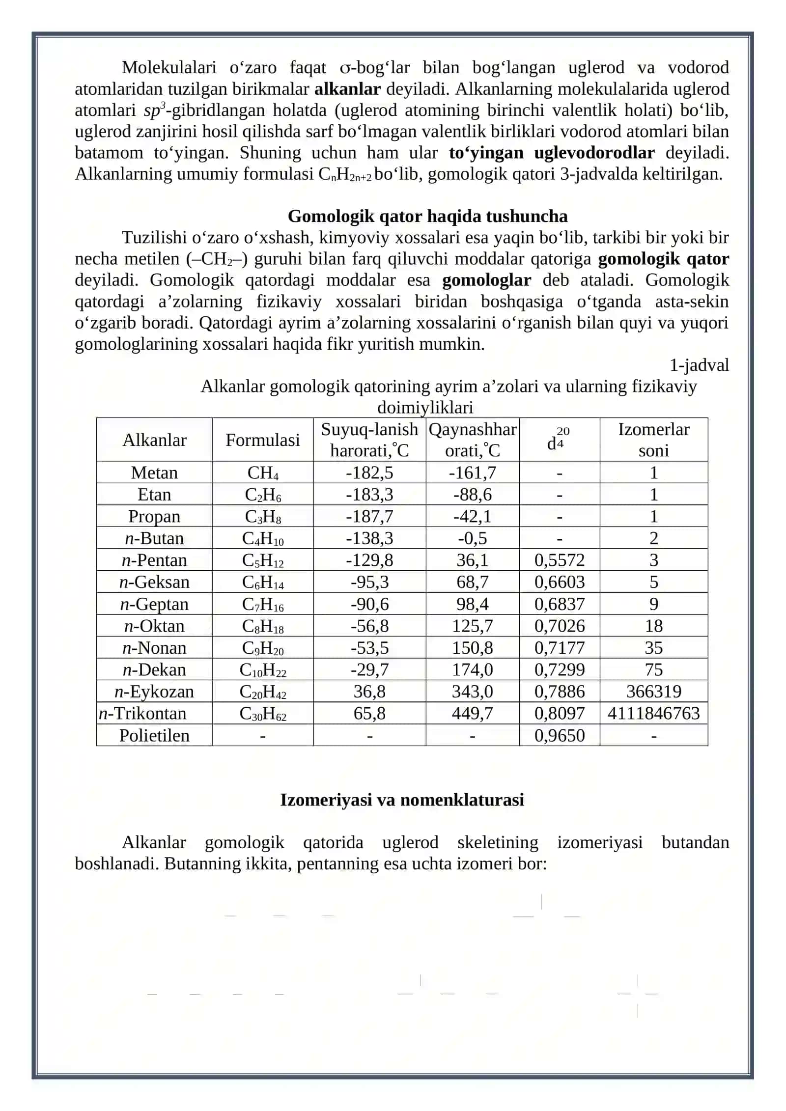 Alkanlarning xossalari 3