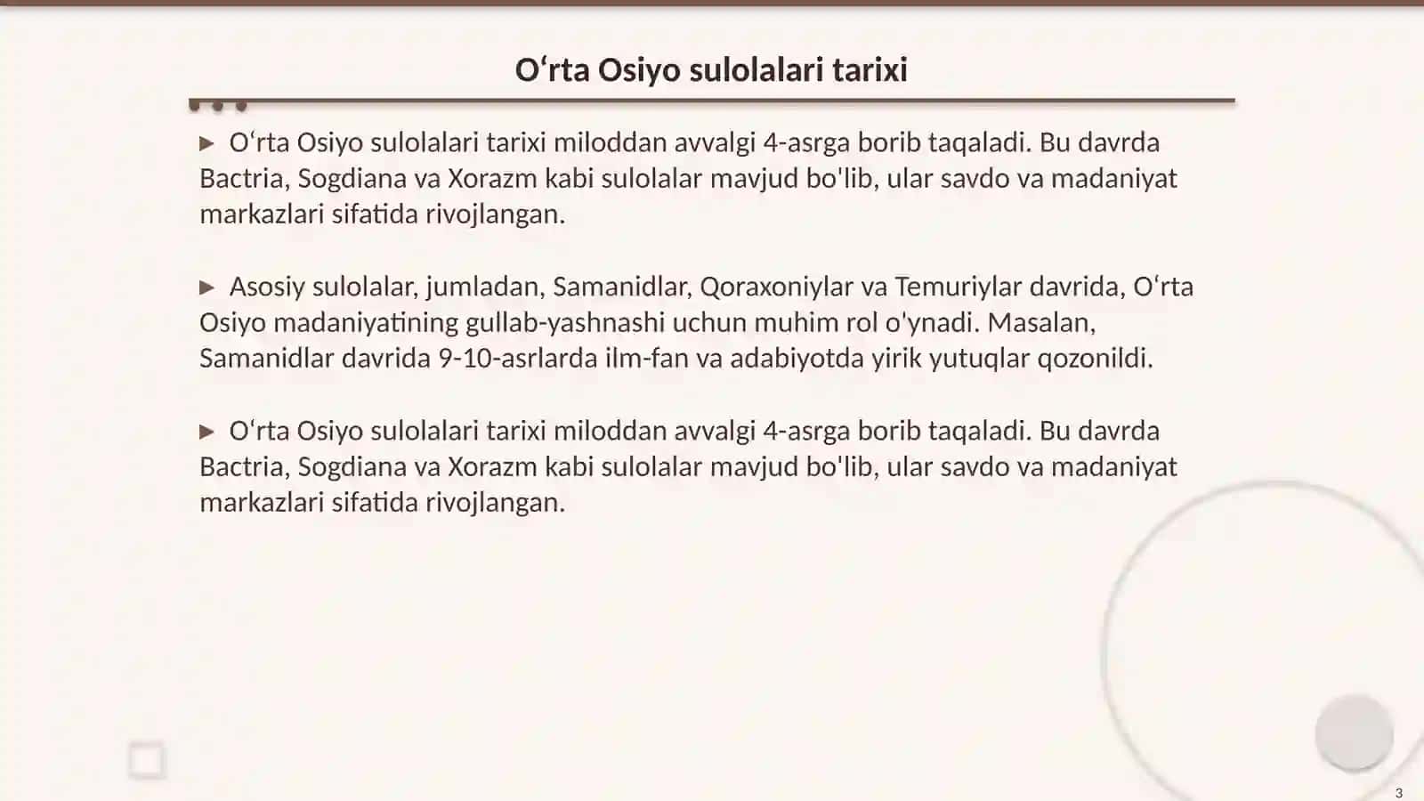 O‘rta Osiyo sulolalari davridagi madaniy meros 3