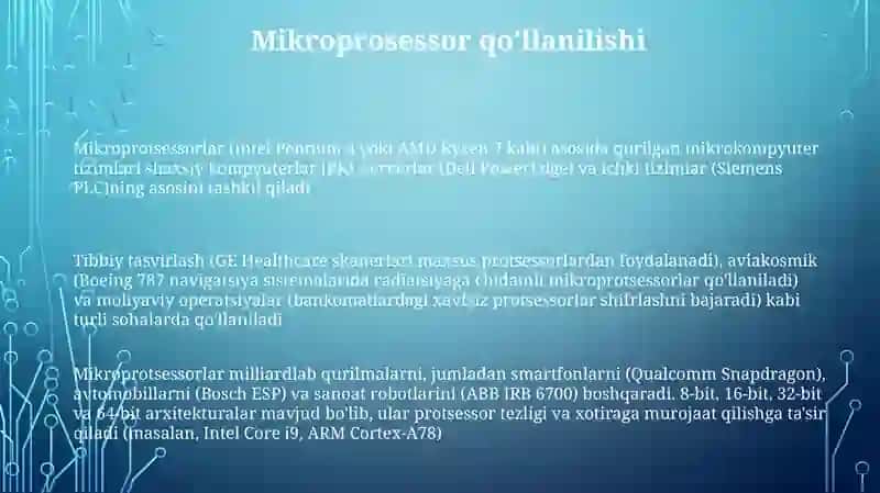 Mikroprotsessor va mikrokompyuter tizimlarining tuzilishi va qo'llanilishi 3