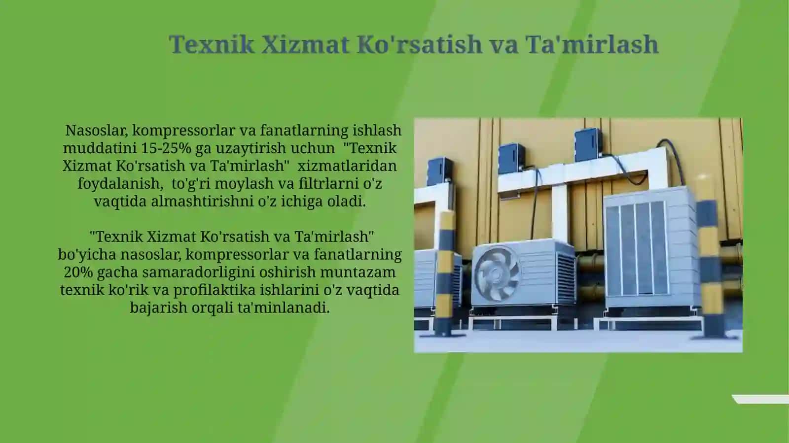 Nasos, kompressor va ventilyatorlarni ishlatishda elektir energiyadan tejamkorlik bilan foydalanish 3