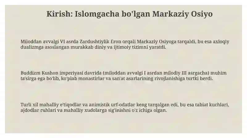 Islomga qadar Markaziy Osiyoda ijtimoiy - ma'naviy muhit 3
