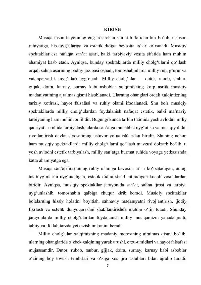 Musiqiy spektakllarda milliy cholg'ularni qo'llash 3