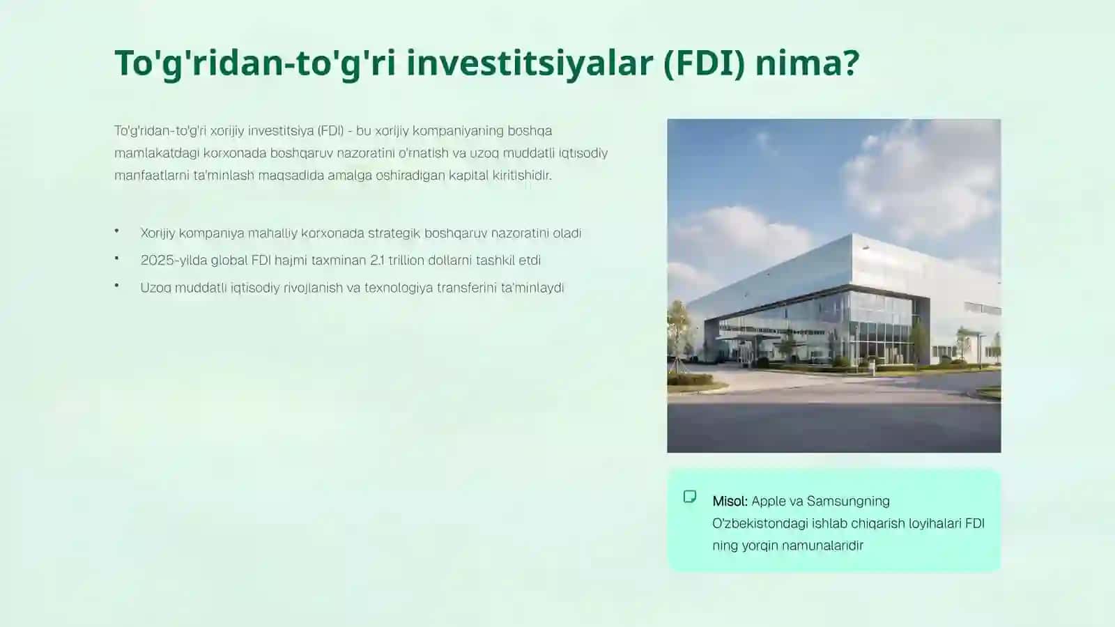 To'g'ridan-to'g'ri xorijiy investitsiyalar va xalqaro kapital harakati 3