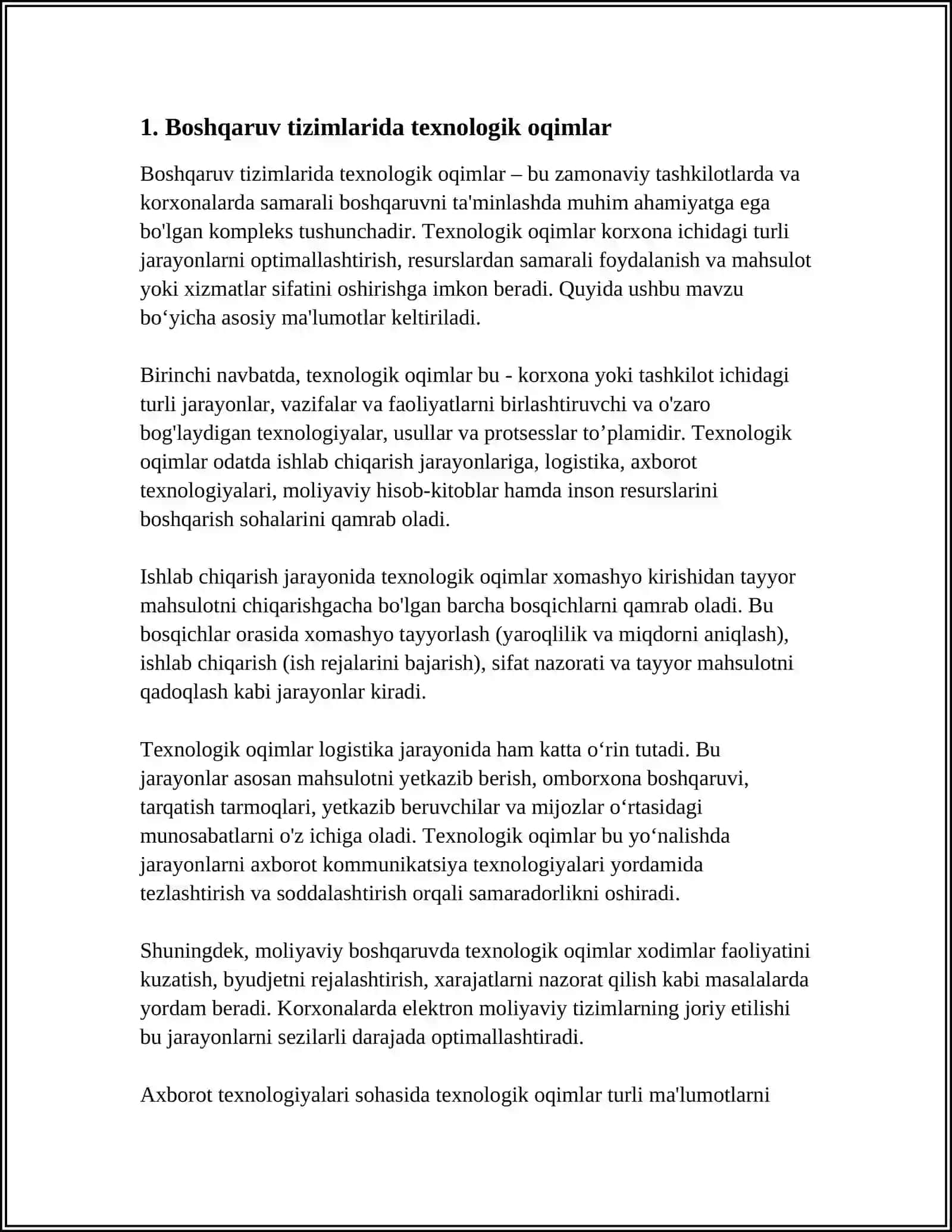 BIR MODELLI TEXNOLOGIK OQIMLAR UCHUN KETMA-KETLIK TUZISH 3