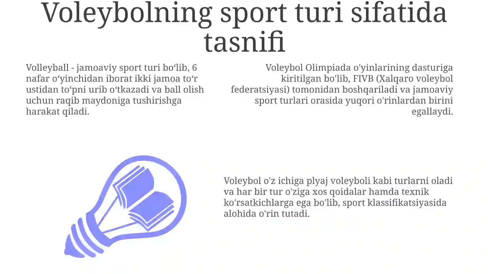 Valiboʻl sport turining tasniflanishi 3