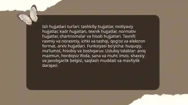 Ish hujjatlari va ularga quyiladigan talablar 3