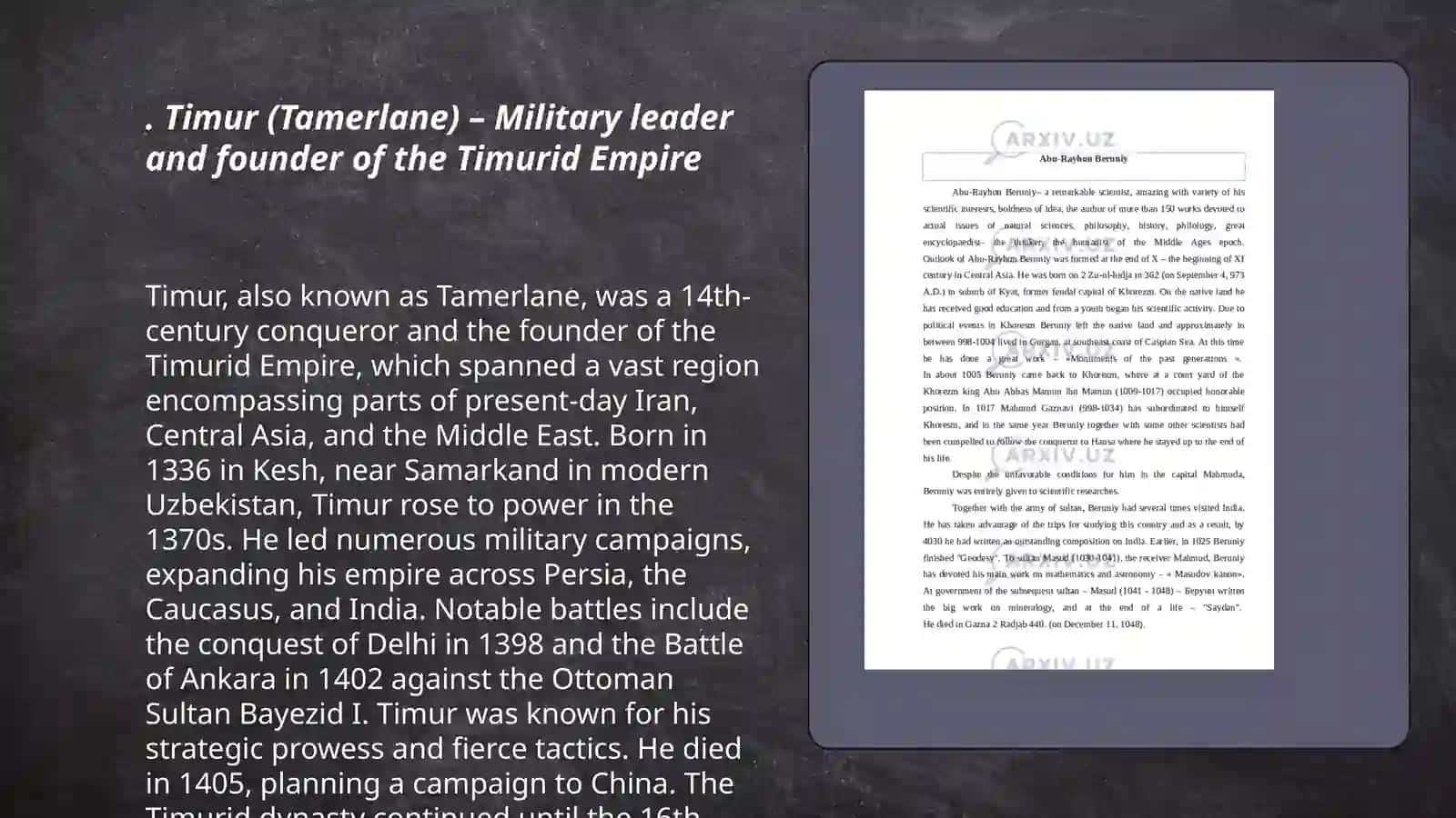Timur (Tamerlane) – Military leader and founder of the Timurid Empire 3