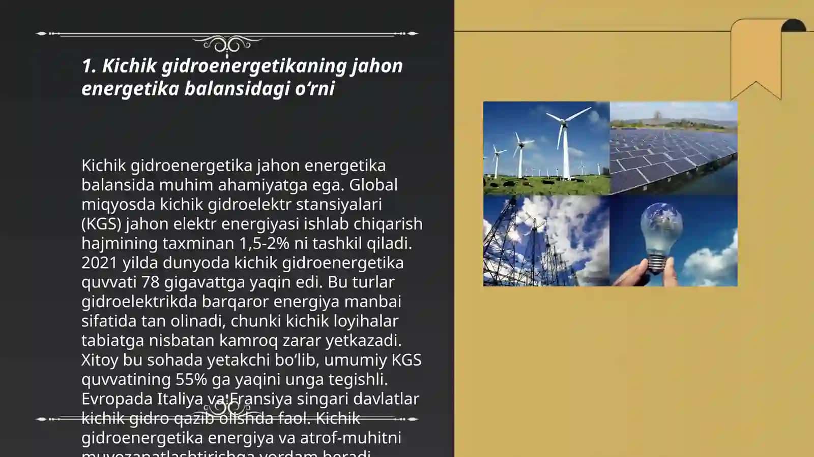 Kichik gidroenergetikaning o'rni 3