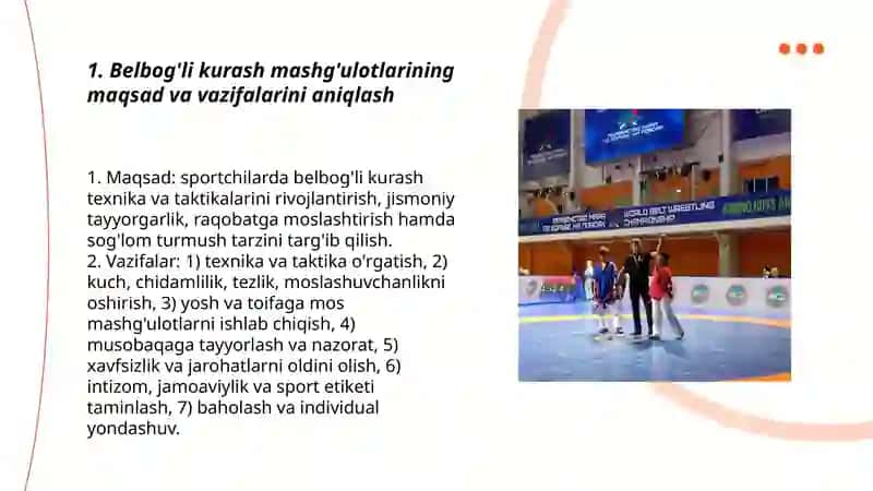Belbog'li kurash mashhulotlarini tashkillashtirish va õtkazish nazariyasi 3