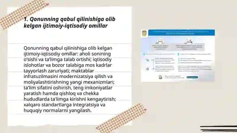 "Talim to'g'risida"gi Qonunning tuzishilishi va umumiy mohiyati 3
