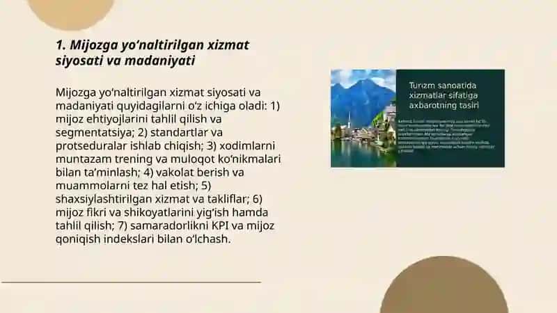 Turizm va mehmondo'stlikda xizmat sifatni oshirish strategiyalari 3