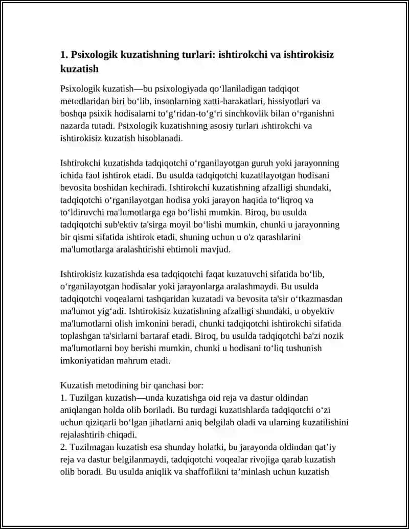 PSEXOLOGIYA TADQIQOT METODLARI:KUZATISH,EKSPREMENT 3