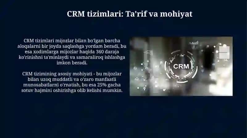 CRM tizimlari va mijozlar bilan ishlashda ularning roʻli 3