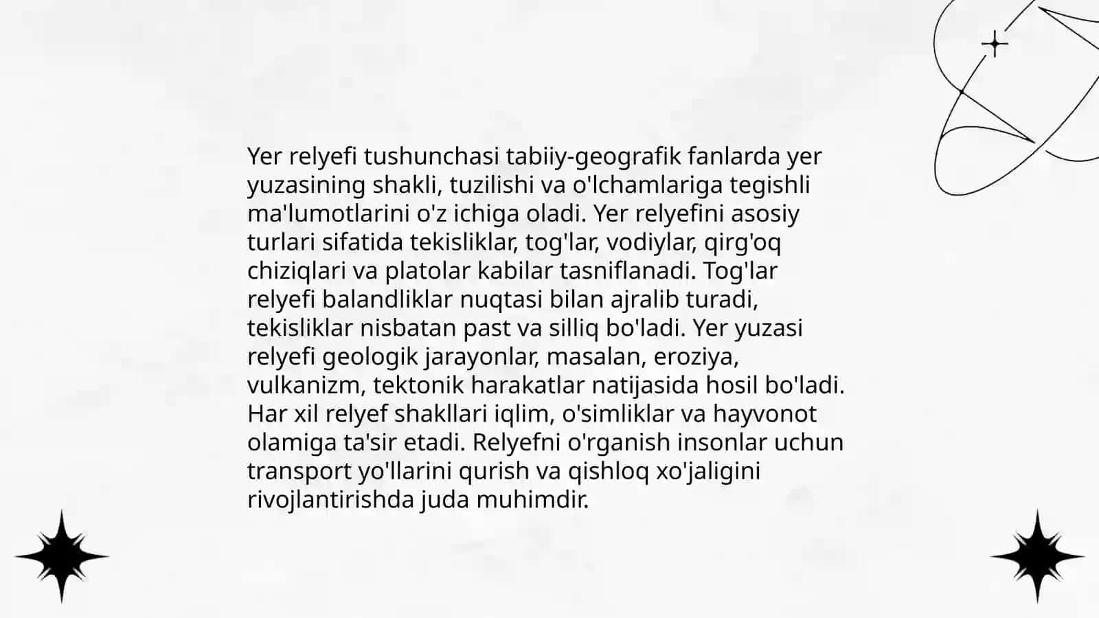 Yer relyefi va uni plan va xaritalarda tasvirlashni o'rganish 3