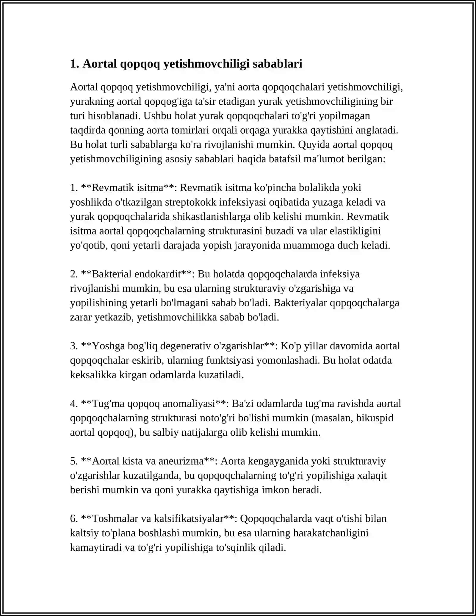 Aortal qopqoq yetishmovchiligi va aortal teshik torayishi 3