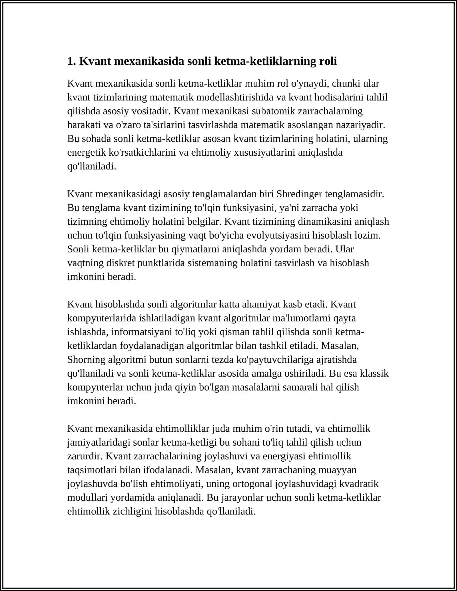 SONLI KETMA-KETLIKLARNI KVANT MEXANIKASIDAGI TATBIQLARI 3