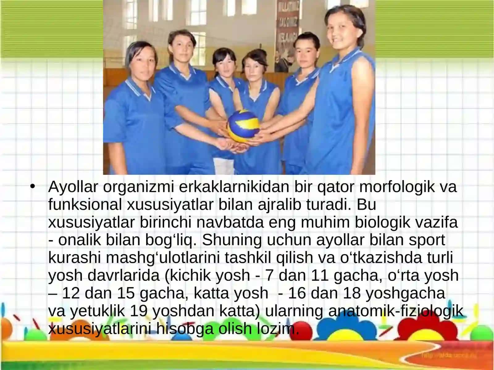 Xotin qizlar sportini rivojlantirish va ular qobilyatini davriy o`zgarishi 3