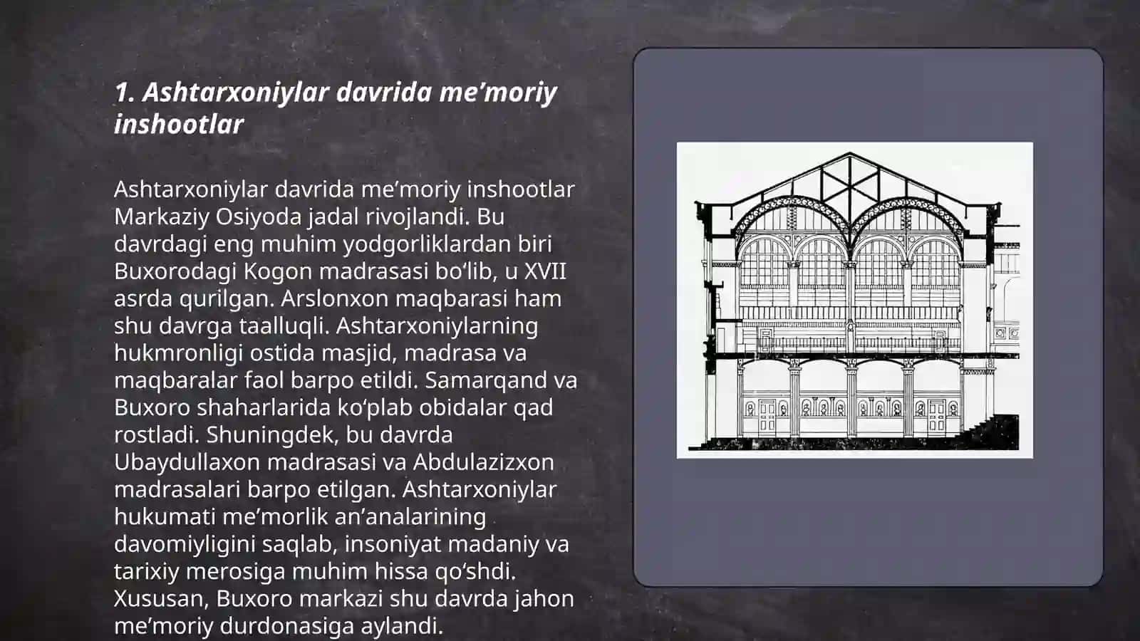 Ashtarxoniylar davrida meʼmoriy inshootlar 3