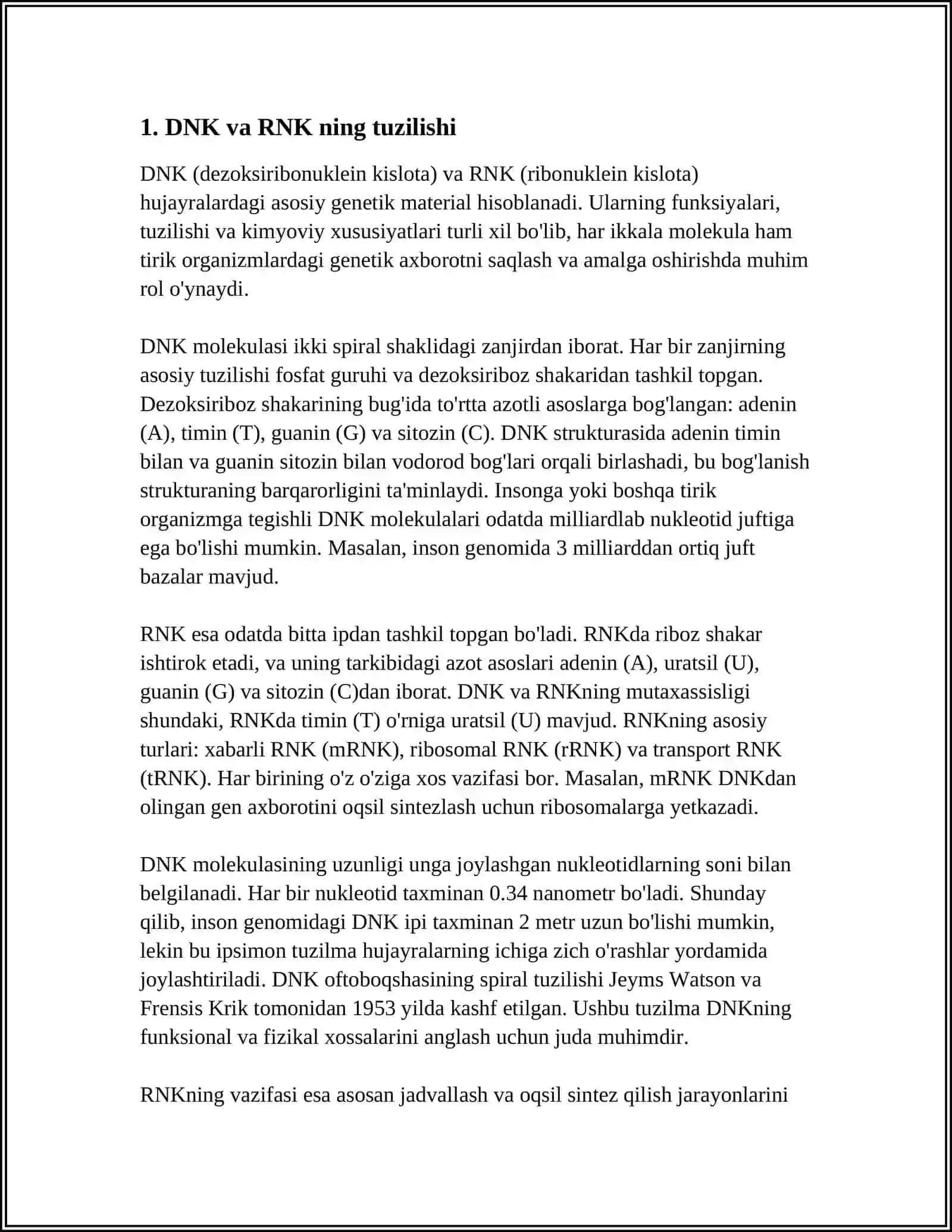 DNK va RNK Nuklein Kislotalari 3